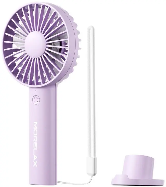 Main image of Handheld Fan, USB Rechargeable Mini Portable Fan with Base, 10H Battery, Strong Wind, Small & Powerful, Cute Design for Travel, Makeup, Girls Women Summer Gift (Purple)