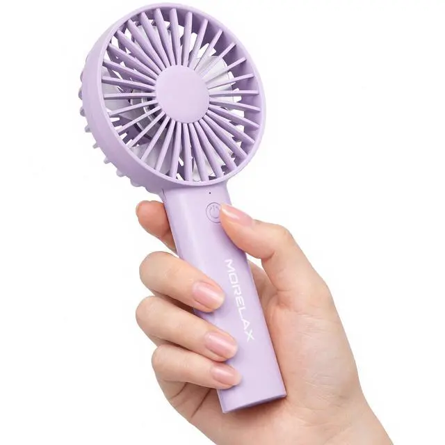 Alt view image 2 of 7 - Handheld Fan, USB Rechargeable Mini Portable Fan with Base, 10H Battery, Strong Wind, Small & Powerful, Cute Design for Travel, Makeup, Girls Women Summer Gift (Purple)