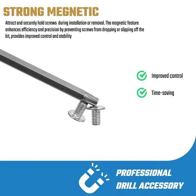 Alt view image 6 of 6 - 11PCS Long Security Torx Bit Sets, Extended Star Bit Sets, Tamper Proof, T6-T40, 1/4 Inch Hex Shank, 6 Inch Length, S2 Alloy Steel, Magnetic Tip, for Power Screwdriver Drill Impact Driver