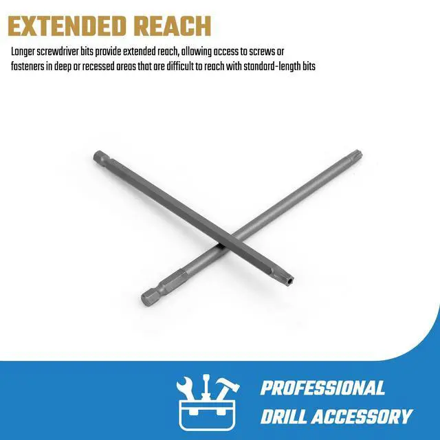 Alt view image 5 of 6 - 11PCS Long Security Torx Bit Sets, Extended Star Bit Sets, Tamper Proof, T6-T40, 1/4 Inch Hex Shank, 6 Inch Length, S2 Alloy Steel, Magnetic Tip, for Power Screwdriver Drill Impact Driver