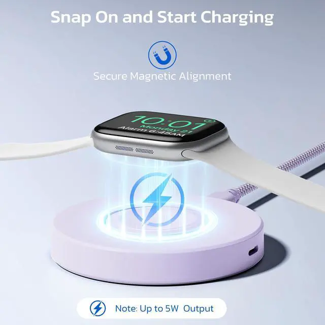 Alt view image 3 of 7 - Magnetic Charger Adapter for Apple Watch,Foldable Wireless iWatch Charging Dock with USB C & iPhone Power Port,Portable Type C Charging Cable for iWatch Series 11 10 9 8,Ultra 3,SE,38/40/42mm