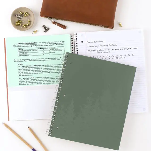 Alt view image 6 of 7 - Spiral Notebook + Study App, 4 Pack, 1 Subject, Recycled College Ruled Paper, 8-1/2" x 11", 100 Sheets, Fights Ink Bleed, Includes 3 Colors + 1 Randomly Selected Color (820046-ECM24)