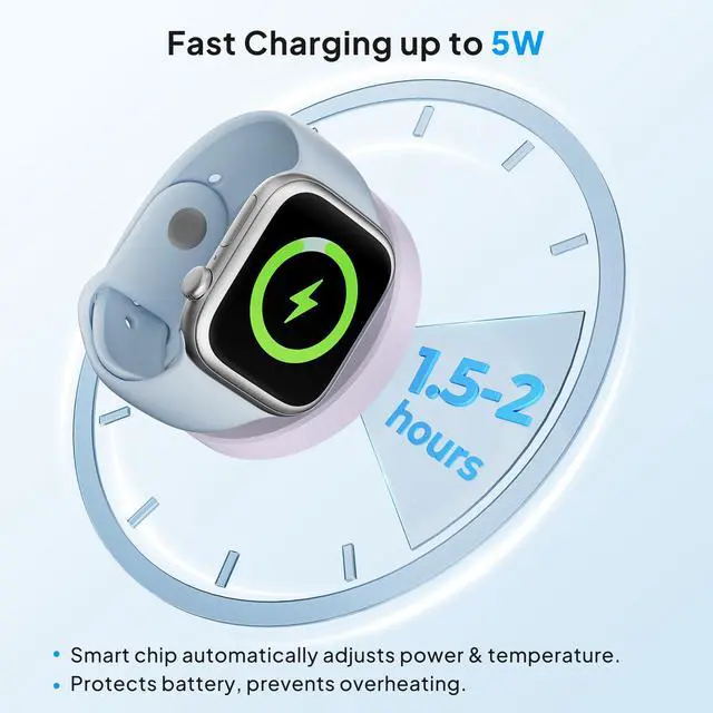 Alt view image 4 of 7 - for Apple Watch Ultra 3 Charger,5W Foldable Magnetic Charging Dock with USBC & Lightning Power Port,Portable Type C Wireless Charging Stand for iWatch Series 11 10 9 8 7 6 5 4,Ultra SE 3 2 1