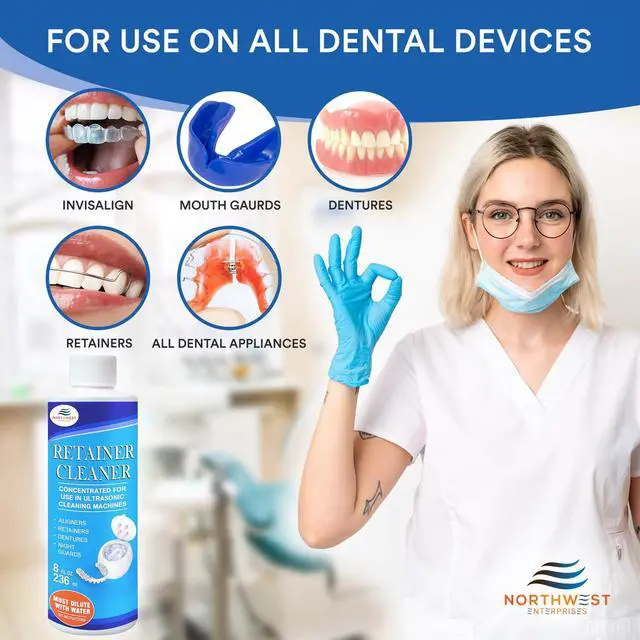 Alt view image 3 of 6 - Ultrasonic Retainer Cleaner Solution Concentrate for Ultrasonic Machines - Cleans Mouthguards, Invisalign & Nightguards - Odor, Stain & Discoloration Remover (8 oz)