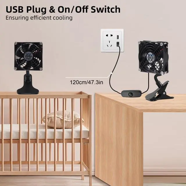 Alt view image 5 of 6 - 3.62" USB Clip on Fan Gentle Breeze Quiet Small Multi-Purpose Clip Fan with Strong Clamp for Desktop Tent Seedlings Router Electronic Equipment