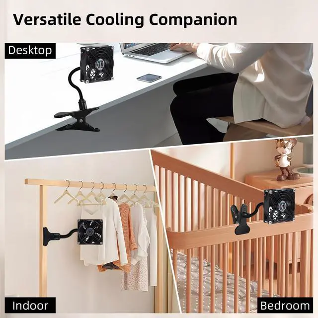 Alt view image 6 of 6 - 3.62" USB Clip on Fan Gentle Breeze Quiet Small Multi-Purpose Clip Fan with Strong Clamp for Desktop Tent Seedlings Router Electronic Equipment