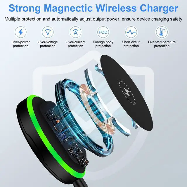 Alt view image 5 of 7 - 25W Magnetic Wireless Charger Android for Samsung Galaxy S26 Ultra/S25/S24/S23/S22/S21/S20, Magsafe Charger for iPhone 17/16/15/14/13/12 Series, Wireless Super Fast Charging Pad for Google Pixel 10A