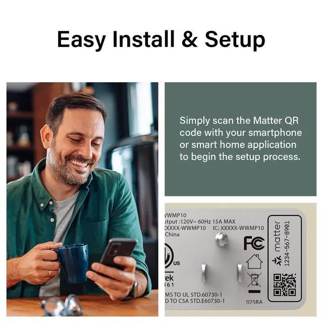Alt view image 7 of 7 - Radiant® Wi-Fi Matter Smart Plug Matter Hub Required 15A, Easy Setup, Enhanced Compatibility with Apple HomeKit, Google Home, Alexa & SmartThings, Easy Wi-Fi Connectivity w/Matter (1 Pack)
