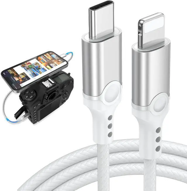 Main image of for Lightning to USB C Camera Adapter Cable MFi-Certified for iPhone 14 13 12 11 XR Import Photos Videos USB Type-C DSLR Camera OTG Cable for Nikon Z6 Z62/Canon R3 R5/Sony A1 A5R Braided Cord 3.3ft
