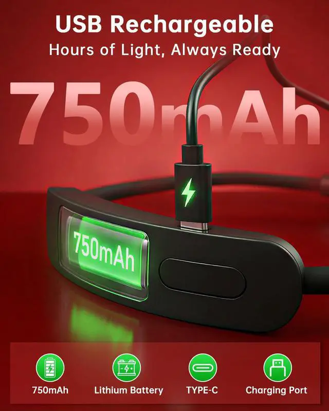 Alt view image 2 of 7 - 670nm Red Neck Light Book Light for Reading in Bed,3 Color Temperatures Dimmable USB Rechargeable Clip On Red Night Light for Sleep,Eye Comfort,Portable Booklight for Reading, Crafts, Knitting