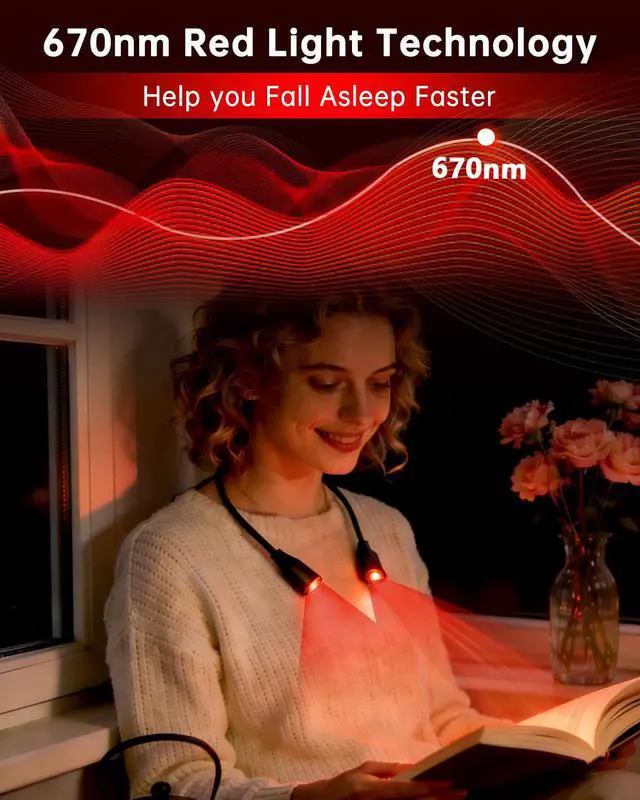 Alt view image 3 of 7 - 670nm Red Neck Light Book Light for Reading in Bed,3 Color Temperatures Dimmable USB Rechargeable Clip On Red Night Light for Sleep,Eye Comfort,Portable Booklight for Reading, Crafts, Knitting