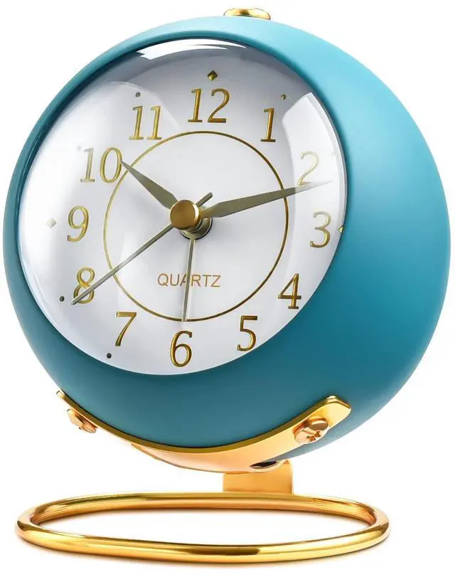 Main image of Analog Alarm Clocks,Retro Backlight Cute Simple Design Small Desk Clock with Night Light,Silent Non-Ticking,Battery Powered,for Kids,Bedroom,Travel,Kitchen,Bedside Desktop. (Blue)