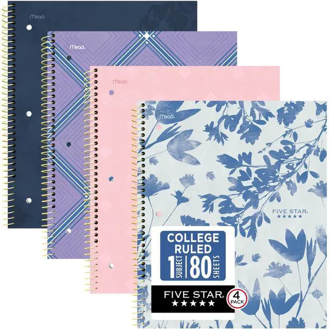 Main image of Spiral Notebook + Study App, 1 Subject, College Ruled Paper, 8-1/2" x 11", 80 Sheets, Styles, 4 Pack (850222F)