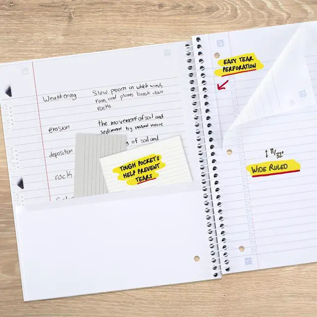 Alt view image 5 of 7 - Spiral Notebook + Study App, 1 Subject, College Ruled Paper, 8-1/2" x 11", 80 Sheets, Styles, 4 Pack (850222F)