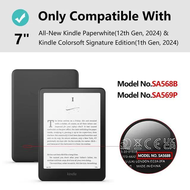 Alt view image 2 of 7 - Case for 7" Kindle Paperwhite(12th Generation-2024 Released), Fits Kindle Colorsoft Paperwhite Signature Edition, Lightweight PU Leather and PC Clear Acrylic Back Cover, Auto Sleep/Wake, White