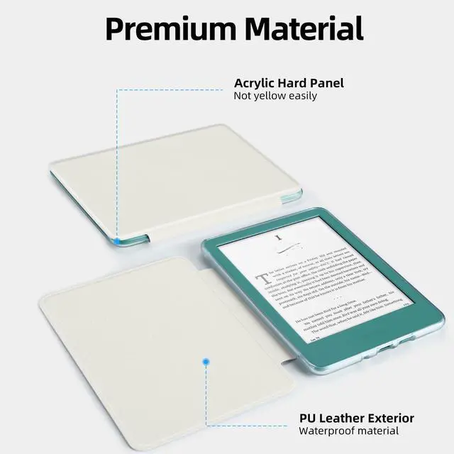 Alt view image 6 of 7 - Case for 7" Kindle Paperwhite(12th Generation-2024 Released), Fits Kindle Colorsoft Paperwhite Signature Edition, Lightweight PU Leather and PC Clear Acrylic Back Cover, Auto Sleep/Wake, White