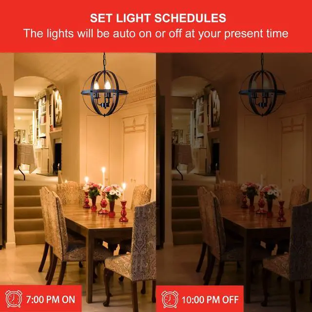 Alt view image 4 of 7 - Smart Light Bulbs, Smart Candelabra LED Bulb, Dimmable Chandelier Light Bulbs, 5W (40W Equivalent) 450LM, Smart Bulbs that Work with Alexa Google, Only 2.4GHz WiFi, No Hub Required, 4 Pack