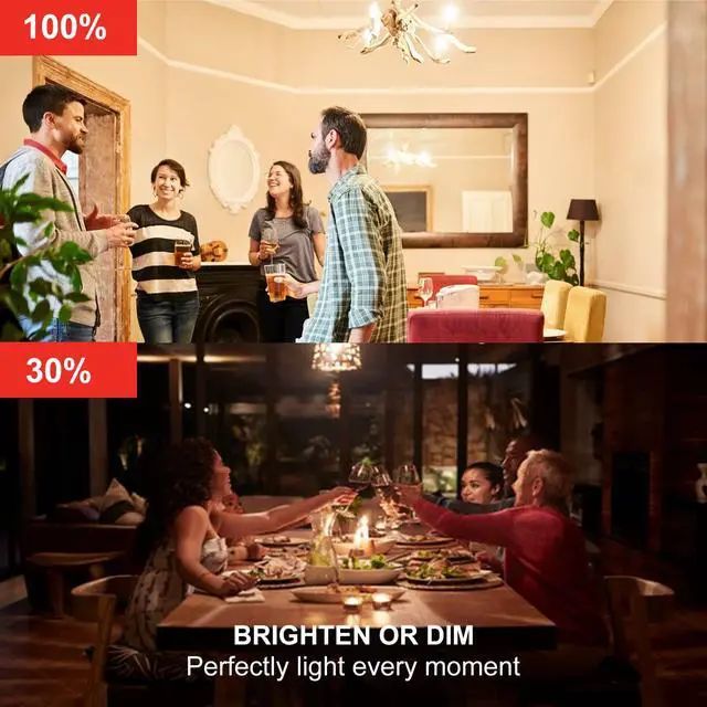 Alt view image 6 of 7 - Smart Light Bulbs, Smart Candelabra LED Bulb, Dimmable Chandelier Light Bulbs, 5W (40W Equivalent) 450LM, Smart Bulbs that Work with Alexa Google, Only 2.4GHz WiFi, No Hub Required, 4 Pack