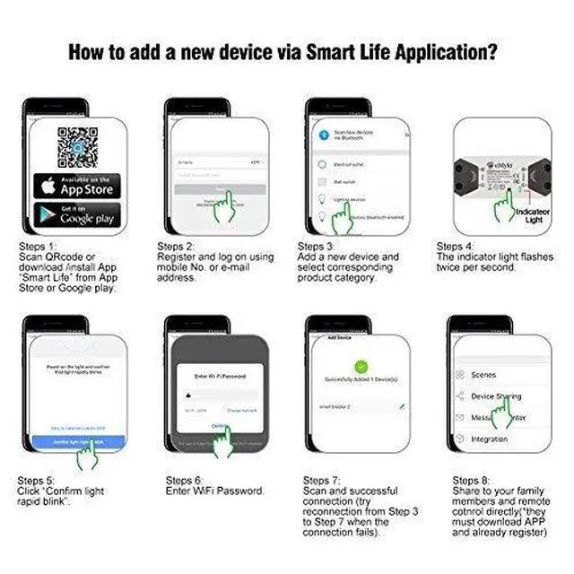 Alt view image 3 of 7 - Smart WiFi Light Switch Wireless Relay Switch Module Remote Control Home Automation Timers Compatible with Alexa Echo Google Home iPhone Android App