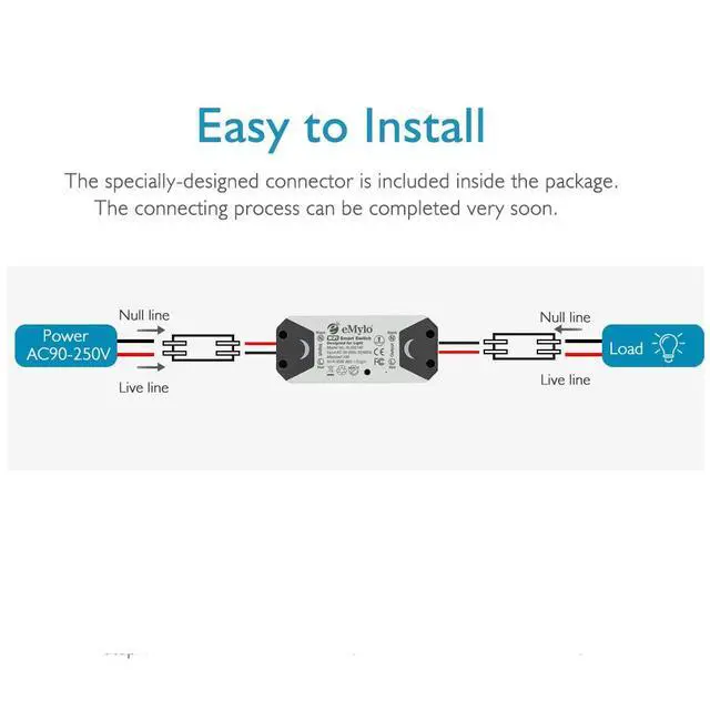Alt view image 7 of 7 - Smart WiFi Light Switch Wireless Relay Switch Module Remote Control Home Automation Timers Compatible with Alexa Echo Google Home iPhone Android App