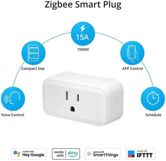 Alt view image 2 of 6 - Zigbee Smart Plug with ETL Certified, S40 Lite 15A Outlet, Zigbee Repeater, Works with SmartThings and Amazon Echo Plus, Hub Needed for Amazon Alexa