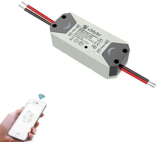 Main image of WiFi Smart Switch eMylo Wireless Relay Light Switch Tuya Remote Control Module Home Automation Timer Switch Compatible with Alexa Echo Google Home iPhone Android App 1 Pack