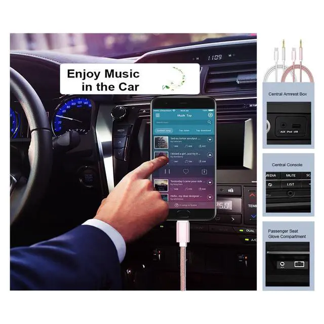 Alt view image 4 of 5 - USB C to 3.5mm Car Aux Cord Fit for iPhone 16 Pro Max/15 Plus/15 Pro Max