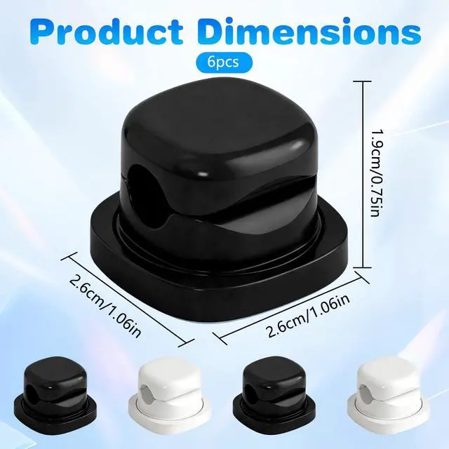 Alt view image 3 of 7 - 6 Pcs Magnetic Cord Organizer Holder,Magnetic Cable Clips,Cord Holder,Under Desk Cable Management, for Nightstand Home Office Desk Car Phone Wall Desktop (BLACK)