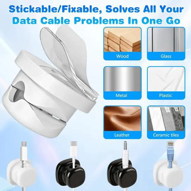 Alt view image 5 of 7 - 6 Pcs Magnetic Cord Organizer Holder,Magnetic Cable Clips,Cord Holder,Under Desk Cable Management, for Nightstand Home Office Desk Car Phone Wall Desktop (BLACK)