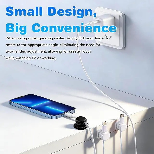 Alt view image 4 of 7 - 6 Pcs Magnetic Cord Organizer Holder,Magnetic Cable Clips,Cord Holder,Under Desk Cable Management, for Nightstand Home Office Desk Car Phone Wall Desktop (BLACK)