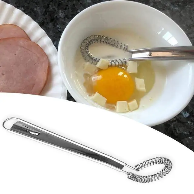 Alt view image 3 of 5 - 2 Pieces Egg Beater, Stainless Steel Mini Egg Whisk, Spring Coil Whisk, Handheld Milk Frother Foamer Sauce Stirrer Blender Coffee Mixer