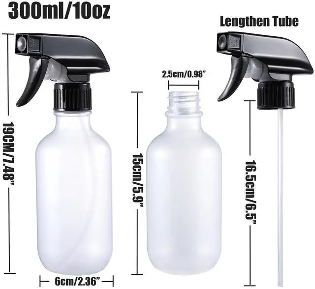 Alt view image 2 of 6 - Spray Bottles 2 Pack 10 oz Refillable Plastic Squirt Bottle for Liquid