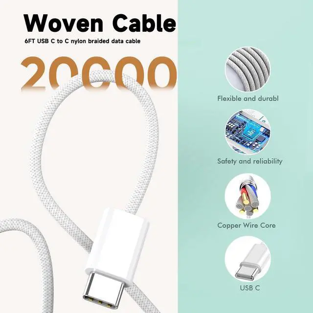 Alt view image 6 of 6 - 6FT 20W USB type C Charger Fast Charging for iPhone 16e 16 15,iPad 11 A16 2025 Air Pro 13/12.9,10th, 5/4, AirPods 4 4th ,AirPods Pro 2nd Gen, AirPods Max 2024, Beats Solo 4/Powerbeats Pro 2 Cable Cord