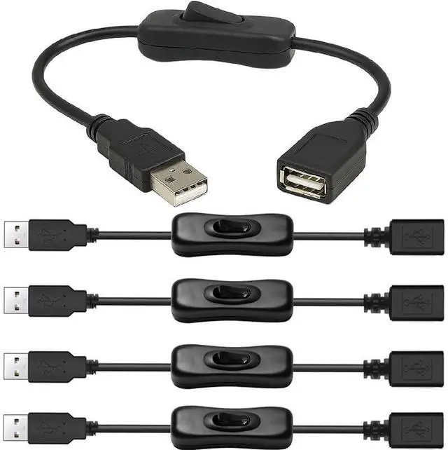 Main image of 5pcs USB Cable with Switch, Male to Female Extension Cord Inline Rocker On/Off Switch for Driving Recorder, LED Desk Lamp, USB Fan, LED Strip