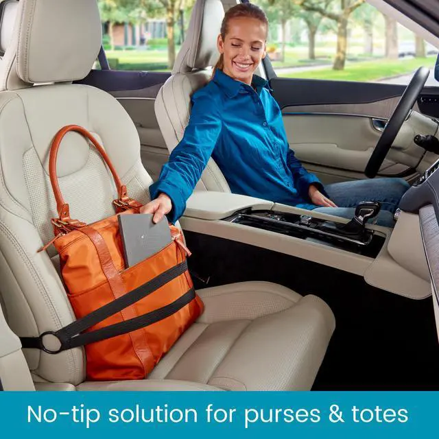 Alt view image 2 of 7 - HoldTight Car Purse Holder, Grocery Bag Holder and Package Strap for the Front Seat, Back Seat or Trunk - 2-pack
