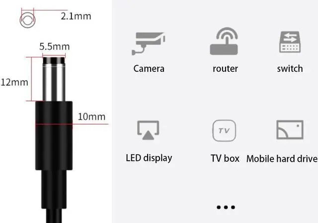 Alt view image 2 of 5 - 12V 1A Adapter Charger 0.8A 0.5A AC Power Supply Adapter 12W Replacement Security Camera BT Speaker GPS Router, Switching Power Adapter100-240V 50-60Hz AC to DC Adapter, with 5.5x2.1mm Plug Power Cord