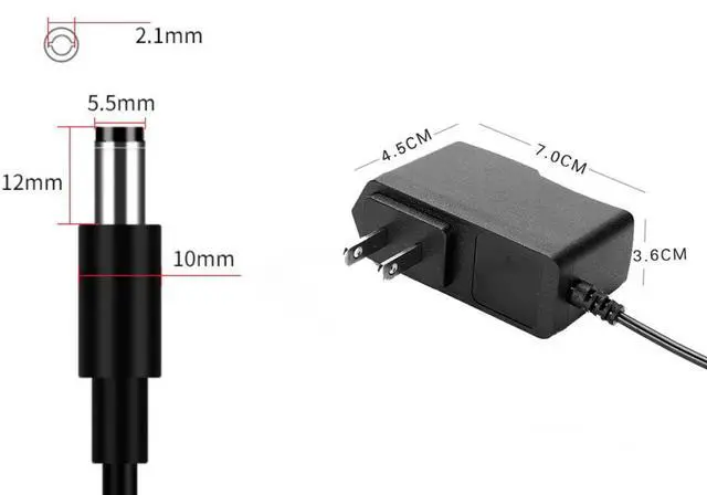 Alt view image 3 of 5 - 12V 1A Adapter Charger 0.8A 0.5A AC Power Supply Adapter 12W Replacement Security Camera BT Speaker GPS Router, Switching Power Adapter100-240V 50-60Hz AC to DC Adapter, with 5.5x2.1mm Plug Power Cord
