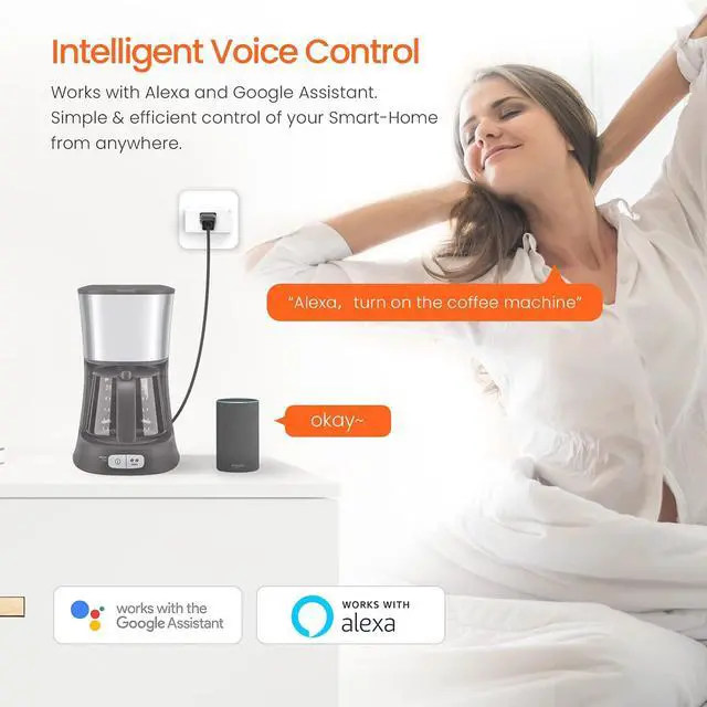 Alt view image 2 of 7 - SP9 (1 Pack) Smart Plug WiFi Outlet Switch with Energy Monitoring, Works with Alexa & Google Assistant for Voice & Remote Control, Timer & Schedule Function, 13A Safe Design, No Hub Required