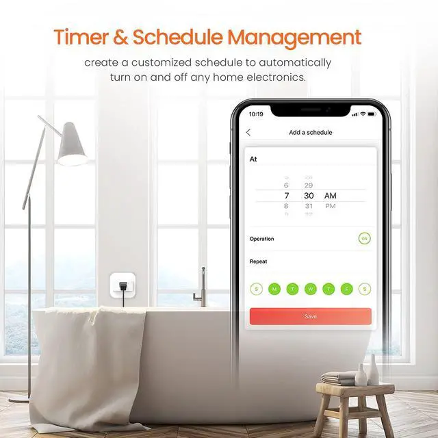 Alt view image 4 of 7 - SP9 (1 Pack) Smart Plug WiFi Outlet Switch with Energy Monitoring, Works with Alexa & Google Assistant for Voice & Remote Control, Timer & Schedule Function, 13A Safe Design, No Hub Required