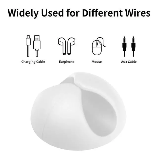Alt view image 3 of 7 - Cord Holder Cable Clips, 12PCS White Adhesive Cord Organizer Charger Holder Wire Management Keeper for Nightstand, Desk, Office or Mouse