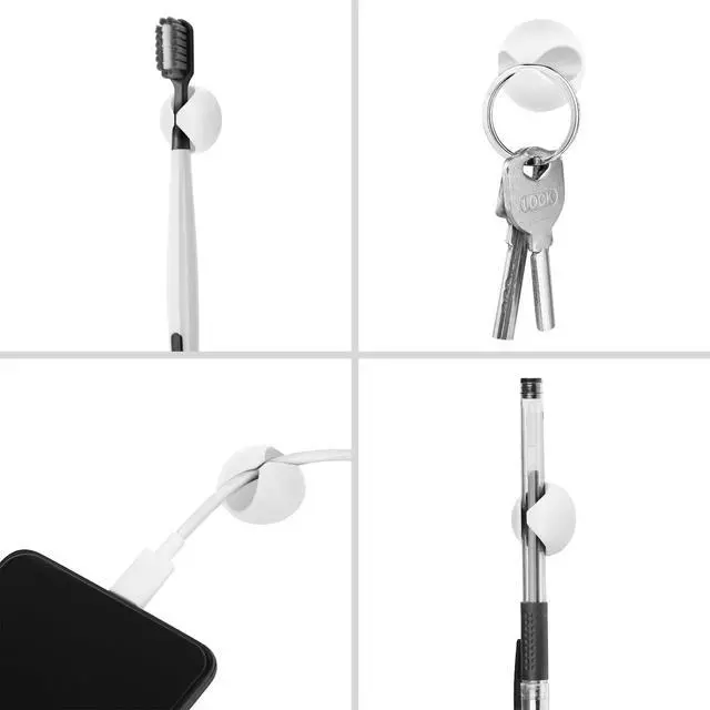 Alt view image 6 of 7 - Cord Holder Cable Clips, 12PCS White Adhesive Cord Organizer Charger Holder Wire Management Keeper for Nightstand, Desk, Office or Mouse