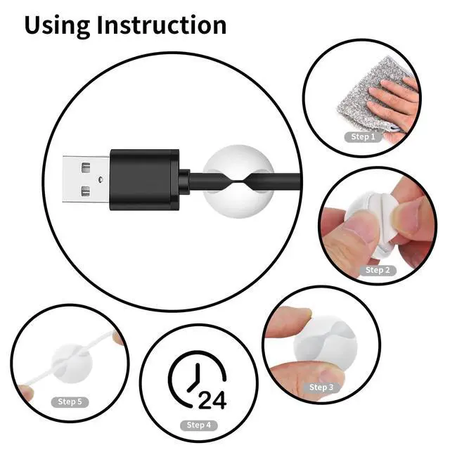 Alt view image 7 of 7 - Cord Holder Cable Clips, 12PCS White Adhesive Cord Organizer Charger Holder Wire Management Keeper for Nightstand, Desk, Office or Mouse
