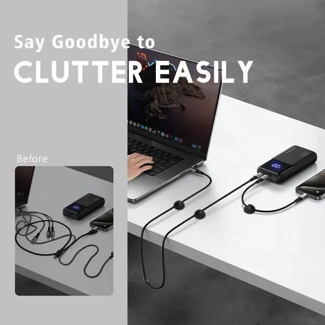 Alt view image 4 of 7 - Cable Clips Phone Cord Holder, Charger Cord Organizer, Cable Management Clips for Nightstand, Car, Office, Black 9 PCS