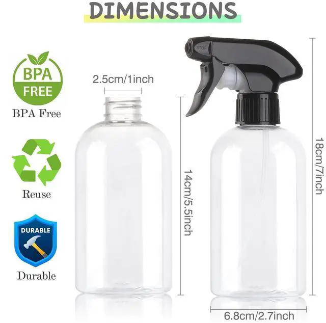 Alt view image 2 of 7 - Spray Bottle Empty Spray Bottles PET -10 oz/300 ml Plastic Water Sprayer bottles Refillable Containers Fine Mist Small Spray Bottles for HairCleaning Solutions, Cooking