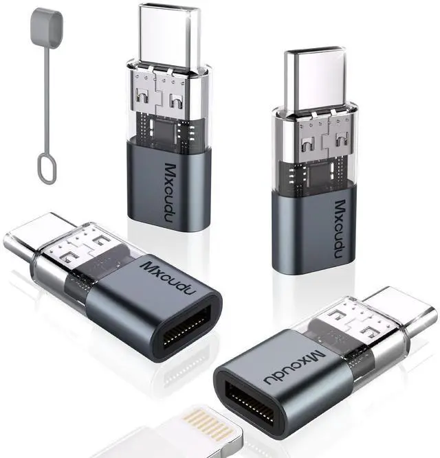 Main image of 4 Pack Lightning to USB C Charging Adapter for iPhone 16/16Pro/15/15Pro/15Pro Max, iPad Pro/Air 5, Galaxy S24, USB C Male to Lightning Female Fast Charging & Data Transfer Adapter, Not for Audio/OTG