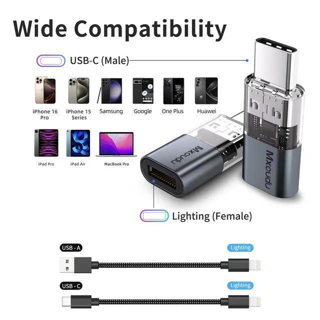 Alt view image 7 of 7 - 4 Pack Lightning to USB C Charging Adapter for iPhone 16/16Pro/15/15Pro/15Pro Max, iPad Pro/Air 5, Galaxy S24, USB C Male to Lightning Female Fast Charging & Data Transfer Adapter, Not for Audio/OTG