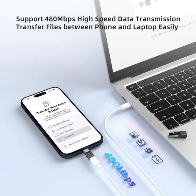 Alt view image 6 of 7 - 4 Pack Lightning to USB C Charging Adapter for iPhone 16/16Pro/15/15Pro/15Pro Max, iPad Pro/Air 5, Galaxy S24, USB C Male to Lightning Female Fast Charging & Data Transfer Adapter, Not for Audio/OTG