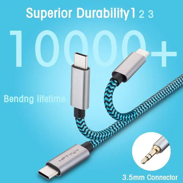 Alt view image 4 of 7 - Aux to USB C Cable, 4ft Nylon Braided Type C to 3.5mm Audio Cord for Car Stereo, Headphone Jack Adapter with DAC Chip, Compatible with iPhone 16 15 Pro Max, Galaxy S24 S23 Ultra, Pixel
