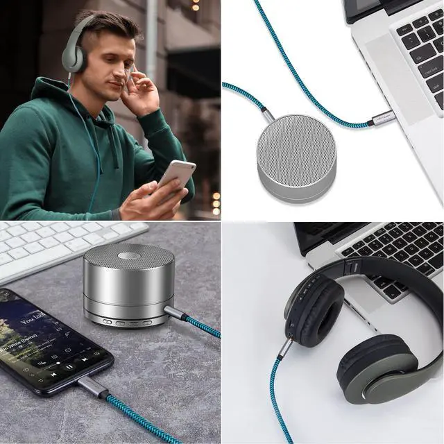 Alt view image 3 of 7 - Aux to USB C Cable, 4ft Nylon Braided Type C to 3.5mm Audio Cord for Car Stereo, Headphone Jack Adapter with DAC Chip, Compatible with iPhone 16 15 Pro Max, Galaxy S24 S23 Ultra, Pixel