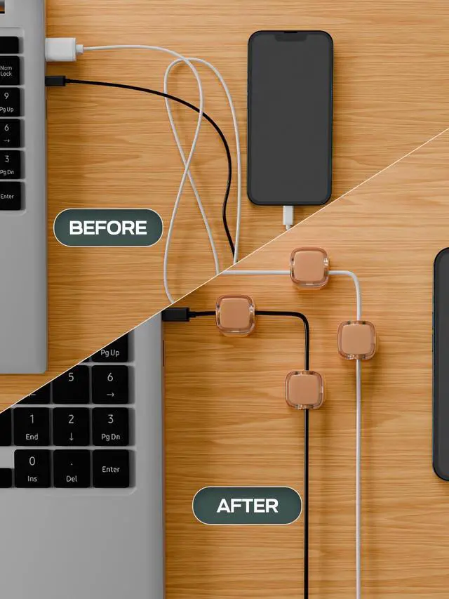 Alt view image 3 of 7 - 6-Pack Magnetic Cord Holder, Cord Holder with Strong Magnetic Lid, Holds Cables Firmly, 7 mm Charger Holder & HDMI Cord Organizer Clips, Strong Adhesive Pad (Orange)